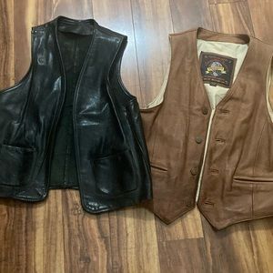 2 Leather vests, 1 black, 1 brown Adventure Bound original by Wilson’s
